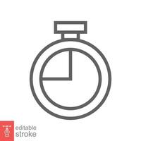 Stopwatch icon. Simple outline style. Timer symbol, clock, countdown, speed time concept. Line vector illustration isolated on white background. Editable stroke EPS 10.