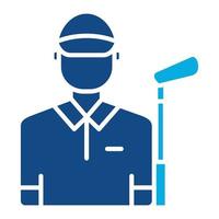 jugador de golf glifo icono de dos colores vector