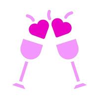 vino icono de san valentín ilustración de estilo rosa sólido vector e icono de logotipo perfecto.