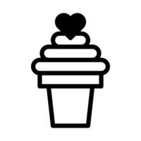 Helado de doble tono negro San Valentín ilustración vector icono perfecto.