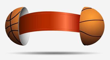 basketball halves with red ribbon inside. Ball for choosing an opponent. Sports lot, luck. Vector