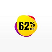 62 discount, Sales Vector badges for Labels, , Stickers, Banners, Tags, Web Stickers, New offer. Discount origami sign banner.