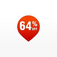 64 discount, Sales Vector badges for Labels, , Stickers, Banners, Tags, Web Stickers, New offer. Discount origami sign banner.