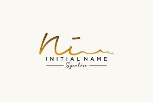 Initial NI signature logo template vector. Hand drawn Calligraphy lettering Vector illustration.