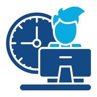 icono de dos colores de glifo de tiempo de trabajo vector