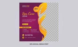 Modern spa beauty center and massage Social media post Square promotion Banner and web internet ads template design. vector