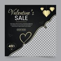 Stylish Valentine's day social media squire banner and web ads design. Red and pink background with love line frame illustration. vector