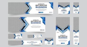 Editable modern business web banners set of standard size. Business ad banner cover header background for website design, Social media cover ads banner template. vector