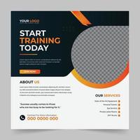 Fitness gym workout sports yoga social media post and web banner design for digital marketing company. vector