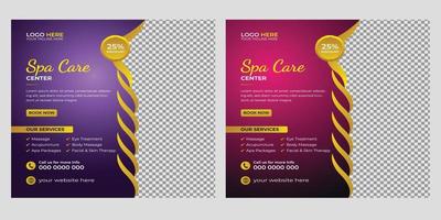 Modern spa beauty center and massage Social media post Square promotion Banner and web internet ads template design. vector