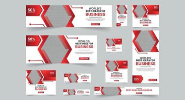 Editable modern business web banners set of standard size. Business ad banner cover header background for website design, Social media cover ads banner template. vector