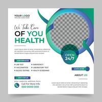 Modern medical social media banner and healthcare social media post template design. Creative hospital web ads banner vector design.