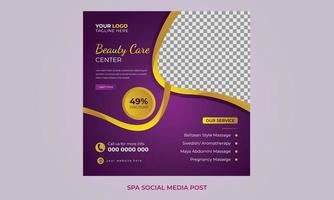 Modern spa beauty center and massage Social media post Square promotion Banner and web internet ads template design. vector