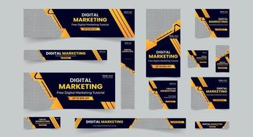 conjunto de banners web de negocios modernos editables de tamaño estándar. fondo de encabezado de portada de banner publicitario de negocios para diseño de sitio web, plantilla de banner de anuncios de portada de redes sociales. vector