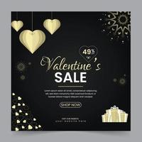 Stylish Valentine's day social media squire banner and web ads design. Red and pink background with love line frame illustration. vector