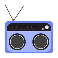 Blue retro radio. vintage. vector illustration