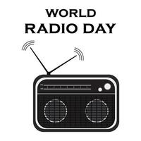 World radio day. Black radio.  Vector illustration