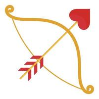 A bow with an arrow with an arrowhead in the shape. Shot in the heart. St. Valentine's Day. Vector illustration.