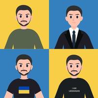 a man in different clothes on a blue and yellow background vector