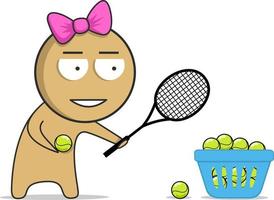 Tennis player with tennis racket and tennis ball vector