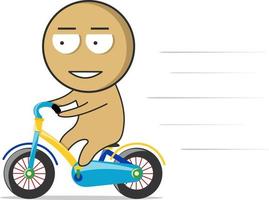 The boy is riding a motorcycle fast on the road vector