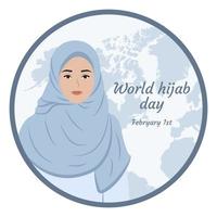 World Hijab Day. A woman in a hijab. Vector illustration.