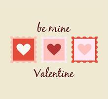 Linda tarjeta de San Valentín con corazones. Feliz día de San Valentín vector