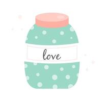 cute jar for sweets with the inscription love vector