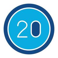 20 Speed Limit Glyph Two Color Icon vector