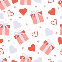 Hearts and gift boxes seamless pattern. vector