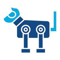 robot perro glifo icono de dos colores vector