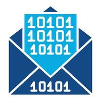 mensajes binarios glifo icono de dos colores vector