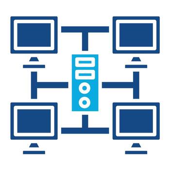 Grid Computing Glyph Two Color Icon vector