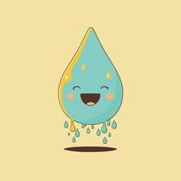 personaje en forma de una bonita gota de agua sonriendo vector