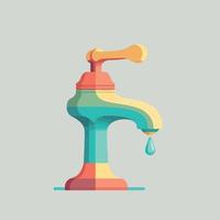 isolated minimalist metallic faucet vector