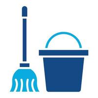 Mop Bucket Glyph Two Color Icon vector