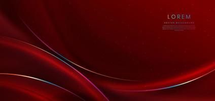 Abstract 3d curved red shape on red background with lighting effect and sparkle with copy space for text. Luxury design style. vector