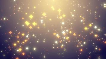 Abstract yellow blue and gold bright glowing stars glamorous festive sparkling energy magical particles, abstract background. Video 4k, motion design
