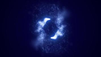 linhas de energia azuis abstratas e círculos cíclicos com bokeh mágico de partículas, fundo abstrato. vídeo 4k, design de movimento video