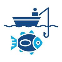 Kayak Fishing Glyph Two Color Icon vector