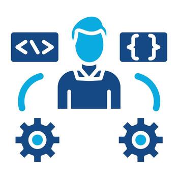 icono de dos colores de glifo de usuario experto en tecnología vector