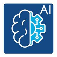 icono de dos colores de glifo de inteligencia artificial vector