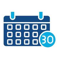 30 días desafío glifo icono de dos colores vector