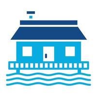 Beach House Glyph Two Color Icon vector