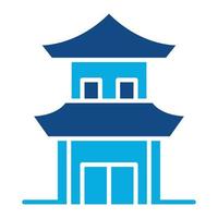 Chinese House Glyph Two Color Icon vector