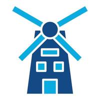 Wind Mill Glyph Two Color Icon vector