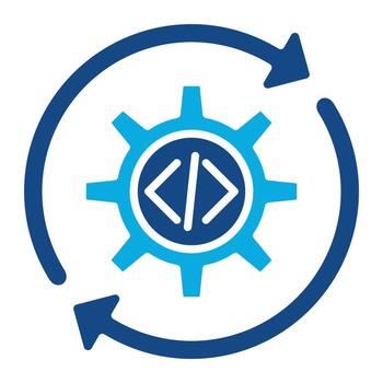 icono de dos colores de glifo de integración continua vector