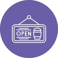 Cafe Open Sign Line Circle Background Icon vector