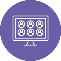 Online Meeting Line Circle Background Icon vector