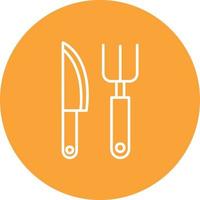 Fork and Knife Line Circle Background Icon vector